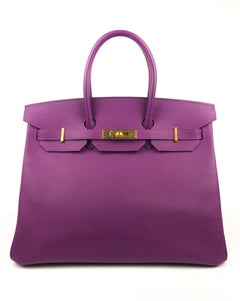 Neu Hermes Birkin 35 Anemone Lila Epsom Gold Hardware 2020