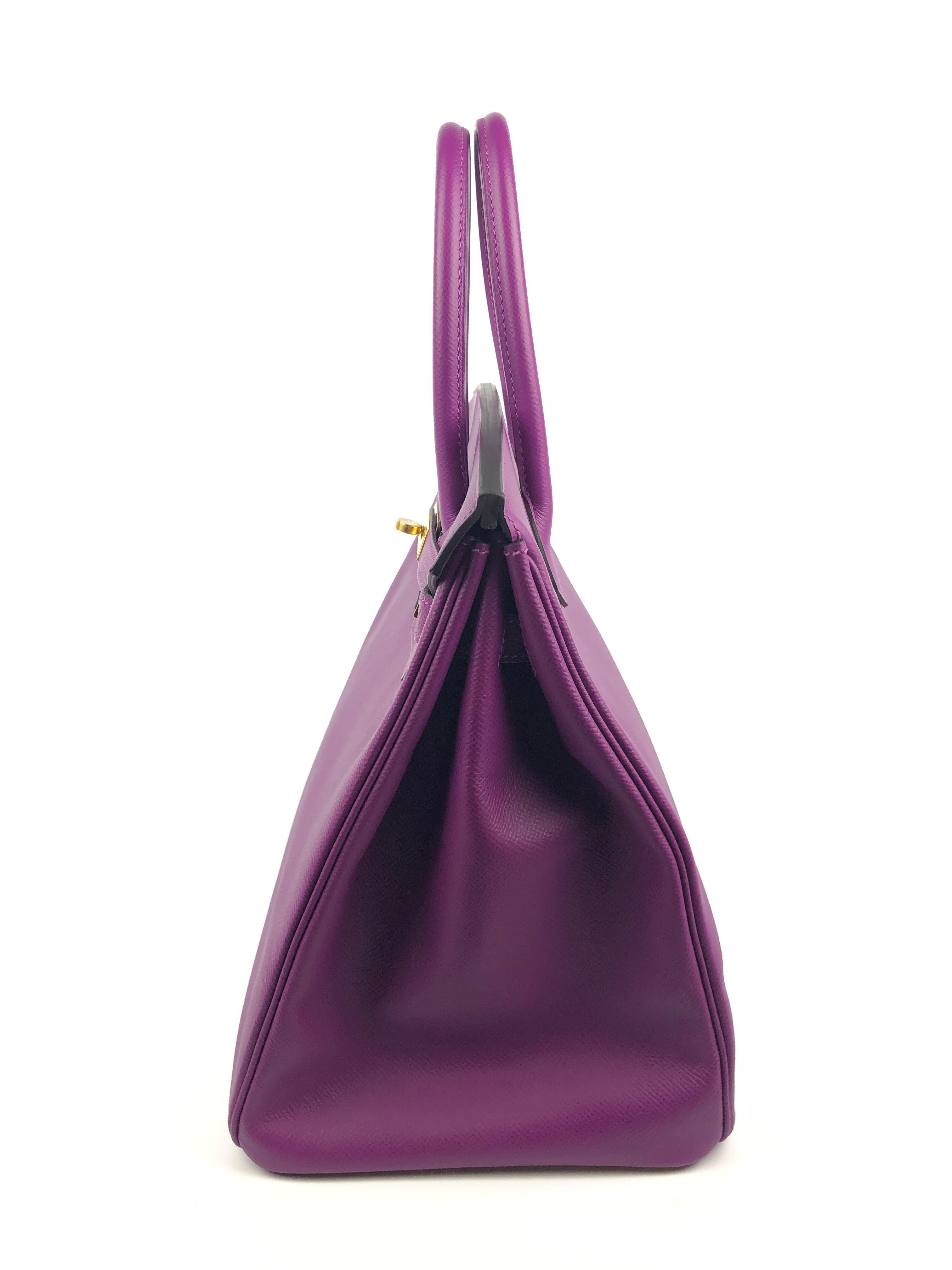 New Hermes Birkin 35 Anemone Purple Epsom Gold Hardware 2020 1
