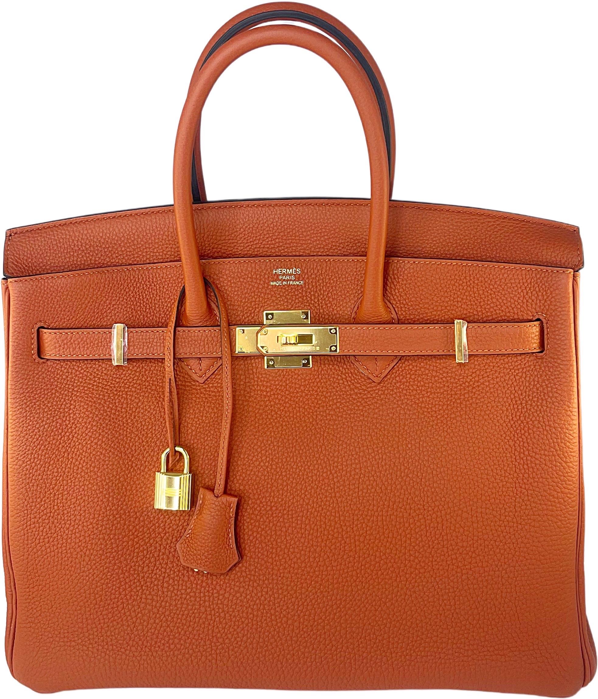 Red New Hermes Birkin 35 Cuivre / Copper Togo Leather Bag Gold Hardware 2016