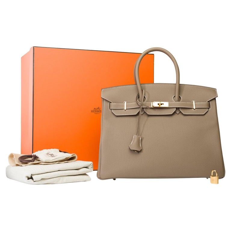 Brand New Hermès Birkin 35 handbag in Etoupe Togo leather, GHW