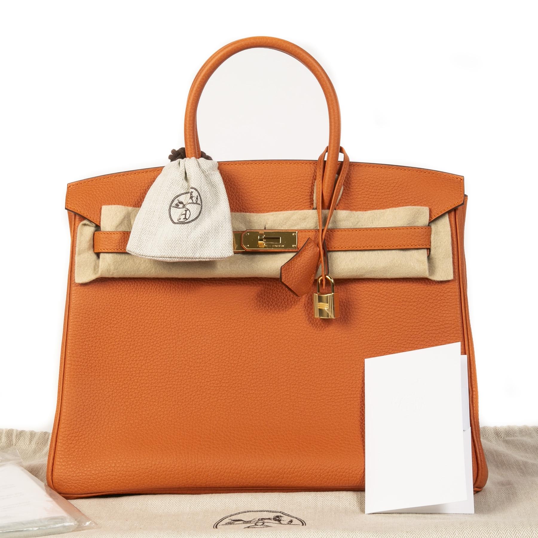 Hermes birkin bag 35 togo orange women's handbag Clearance