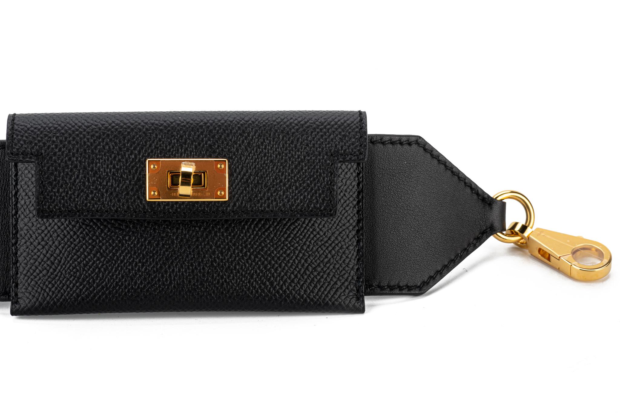 New Hermès Black Epsom Kelly Bandouliere Shoulder Strap 4