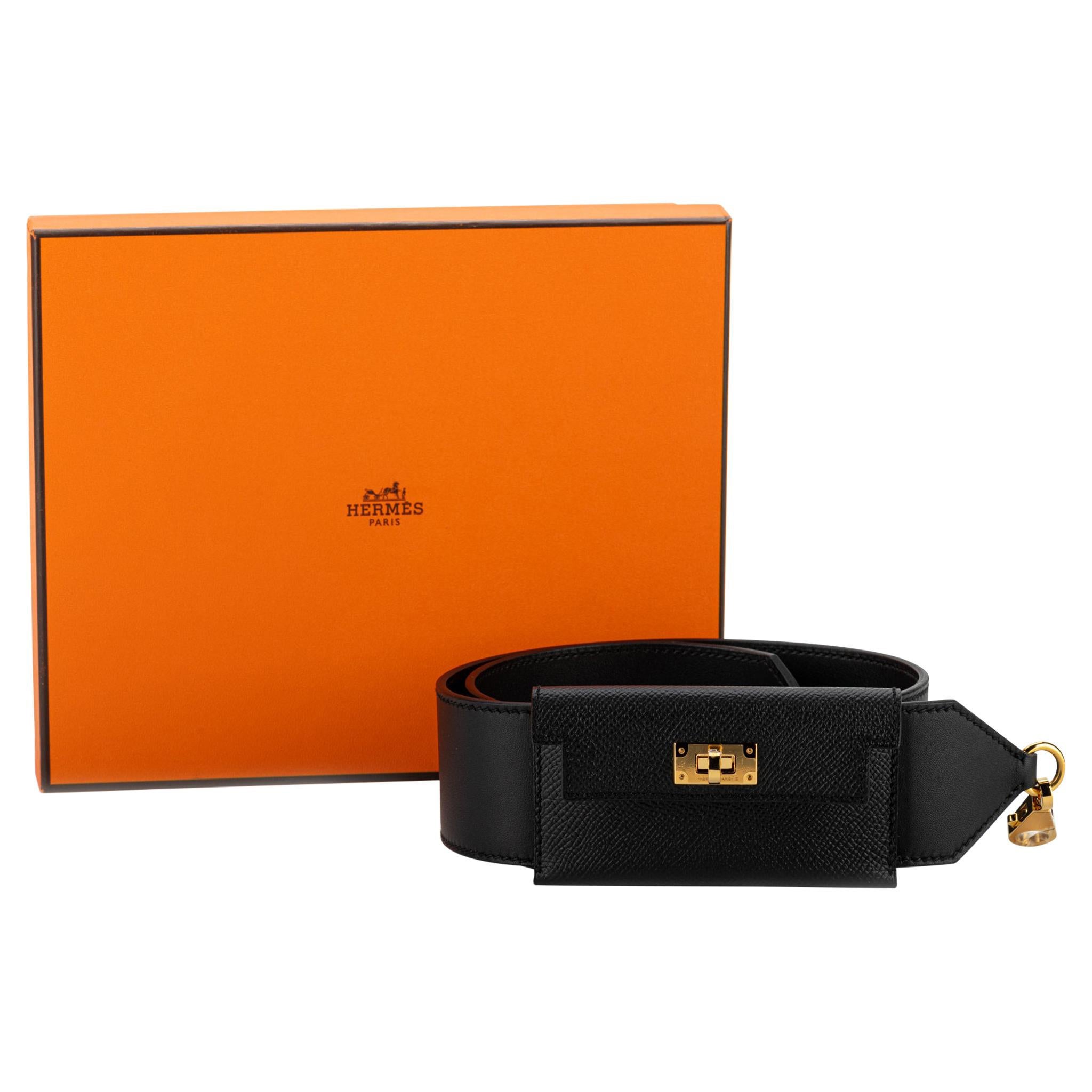 New Hermès Black Epsom Kelly Bandouliere Shoulder Strap