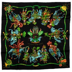 New Hermes Black Roi Soleil Silk Scarf In Box