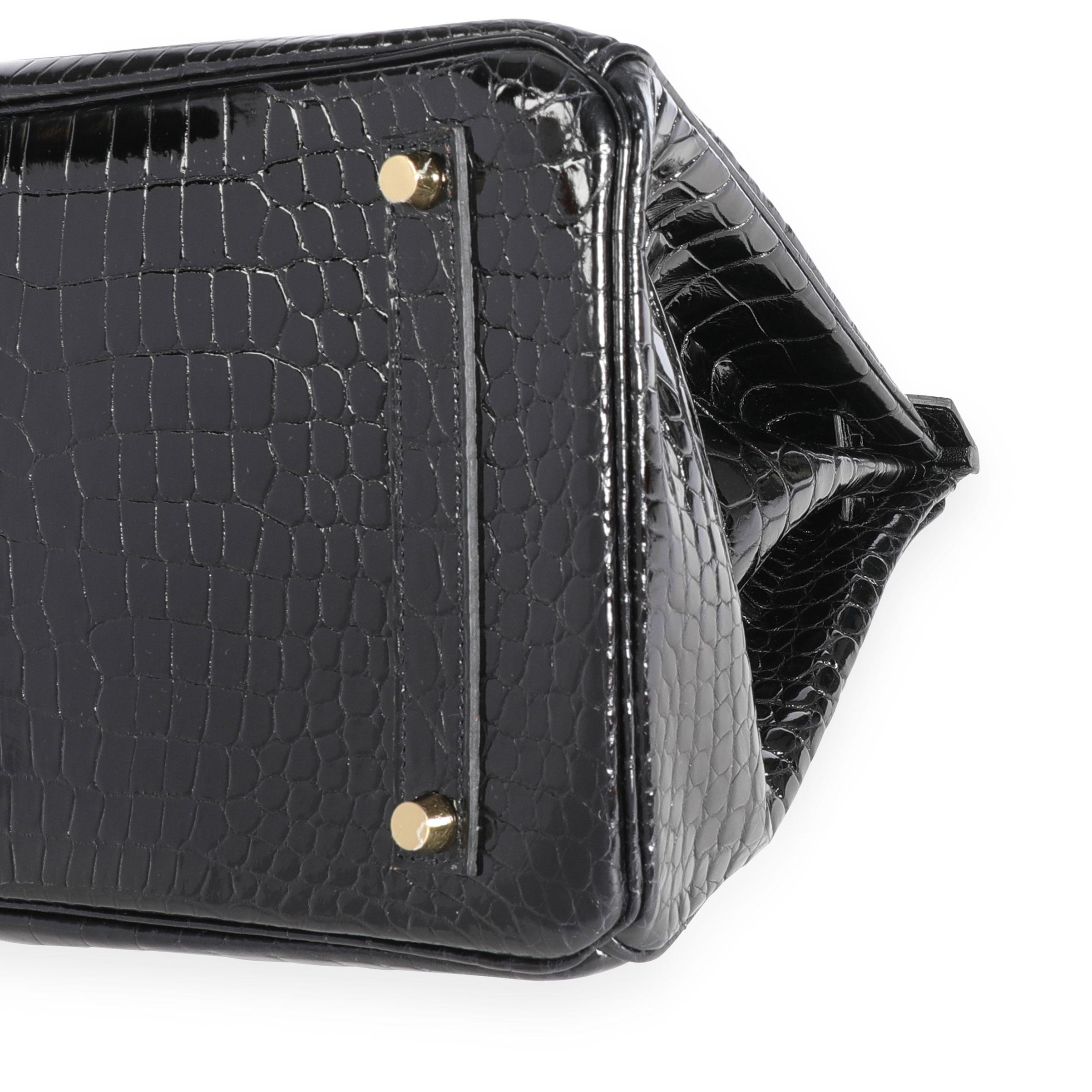 New Hermès Black Shiny Porosus Crocodile Birkin 35 GHW In New Condition In New York, NY