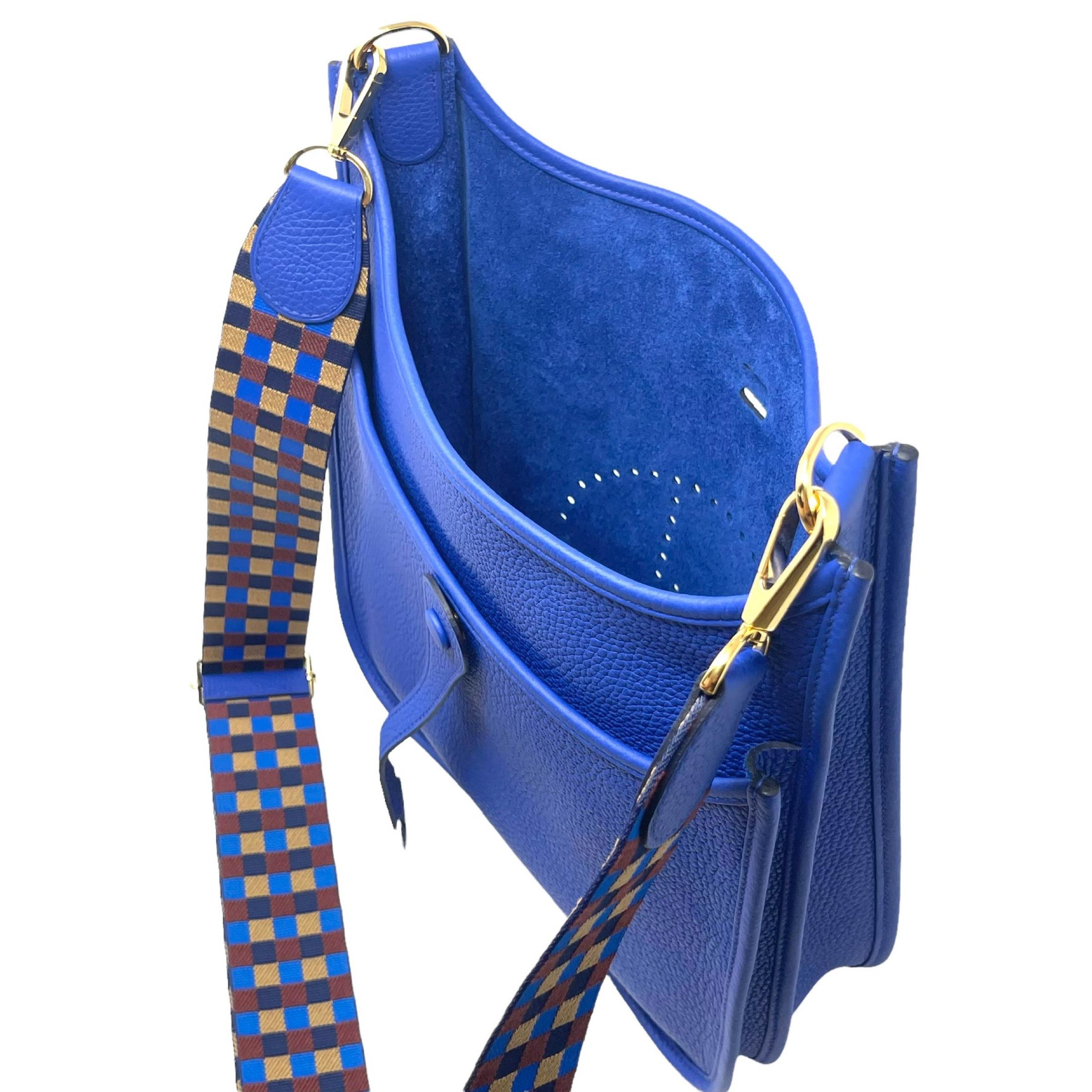NEW Hermes Blue Evelyne III PM Clemence Leather Crossbody Shoulder Bag 9