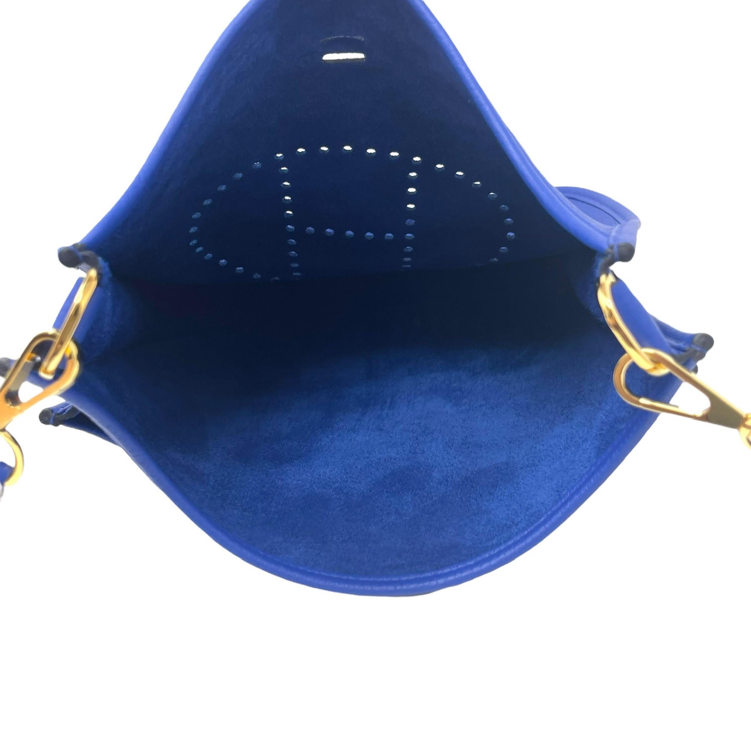 NEW Hermes Blue Evelyne III PM Clemence Leather Crossbody Shoulder Bag 10