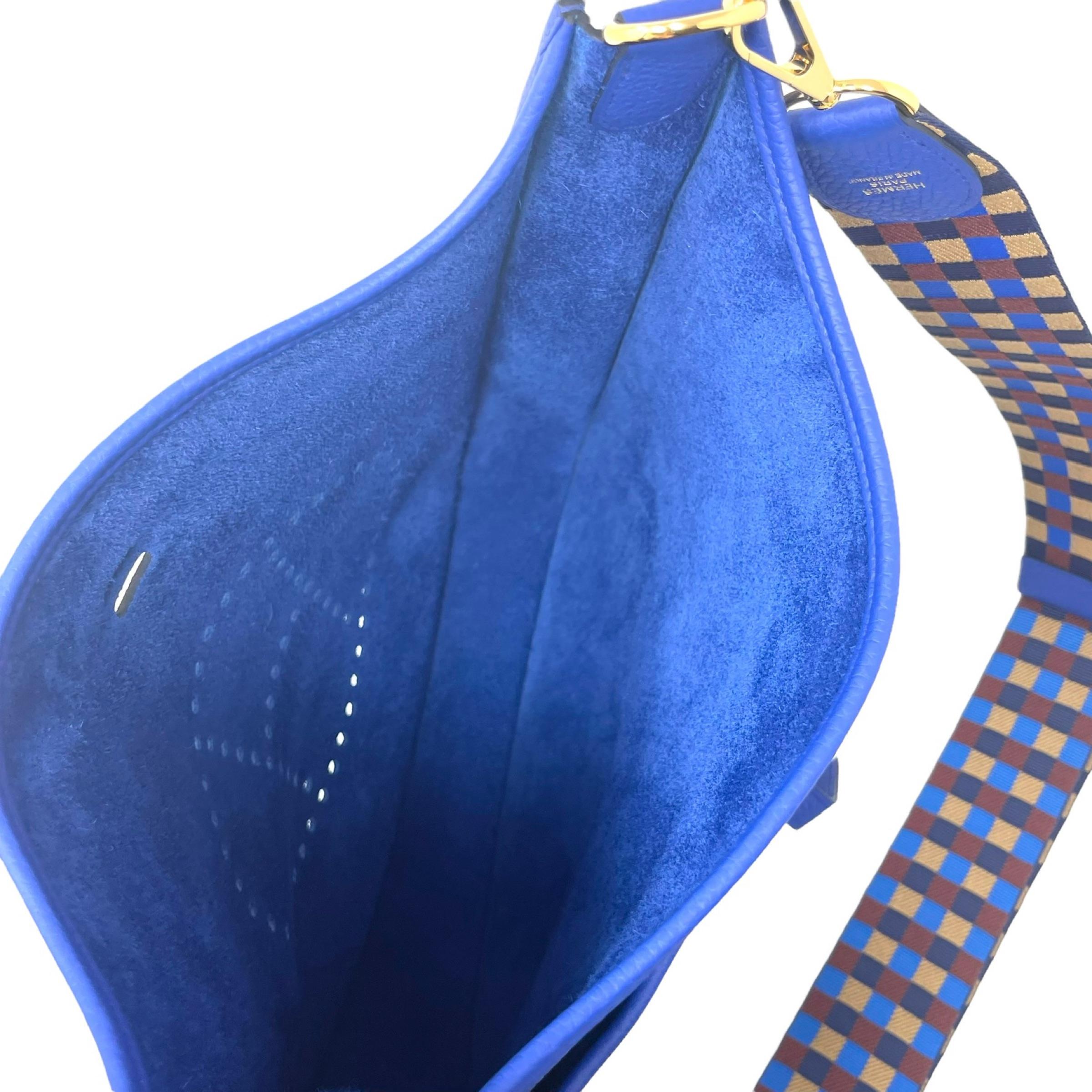 NEW Hermes Blue Evelyne III PM Clemence Leather Crossbody Shoulder Bag 11