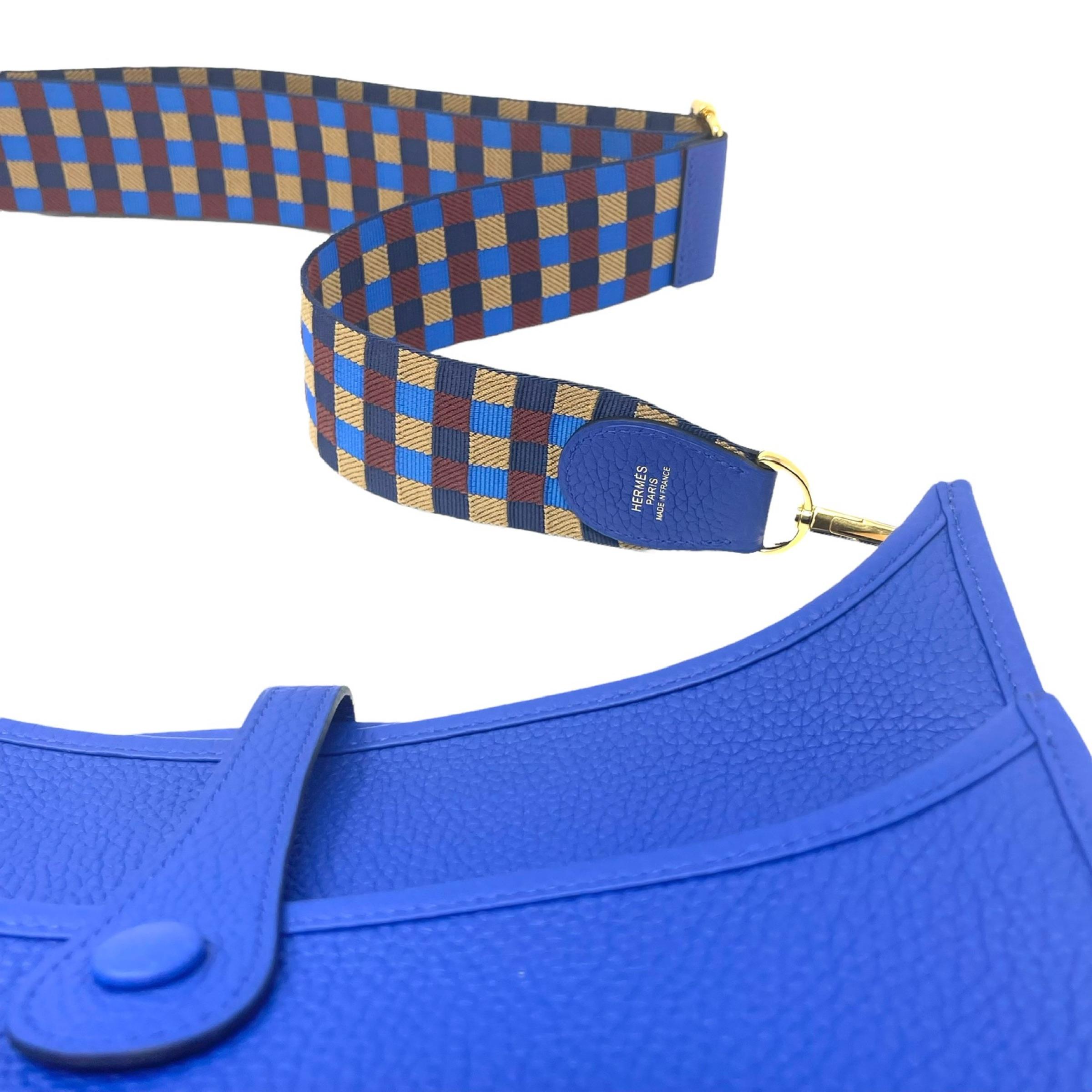 NEW Hermes Blue Evelyne III PM Clemence Leather Crossbody Shoulder Bag 13