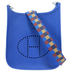 NEW Hermes Blue Evelyne III PM Clemence Leather Crossbody Shoulder Bag