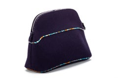 New Hermes Blue Felt Bolide Silk Interior