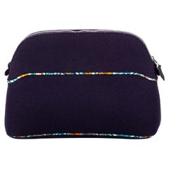 New Hermes Blue Felt Bolide Silk Interior