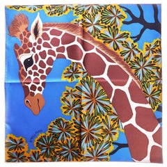 Hermès Gavroche-Schal aus blauer Giraffenseide