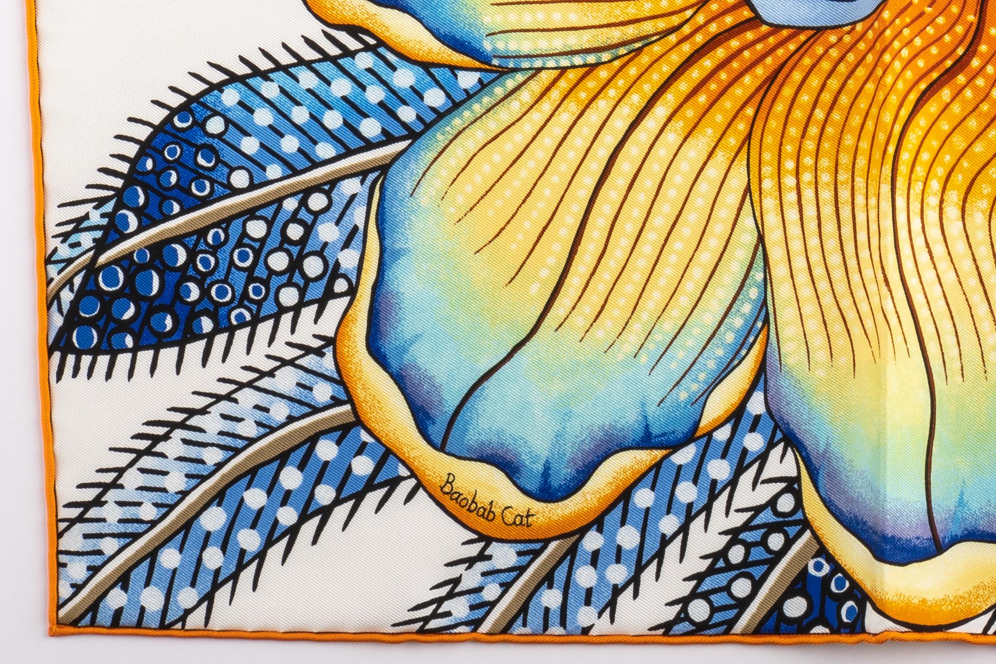 New Hermès Blue Jaguar Silk Gavroche Scarf In New Condition In West Hollywood, CA