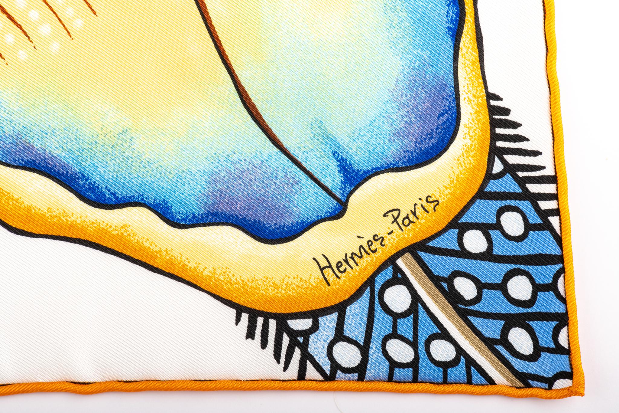 Women's New Hermès Blue Jaguar Silk Gavroche Scarf