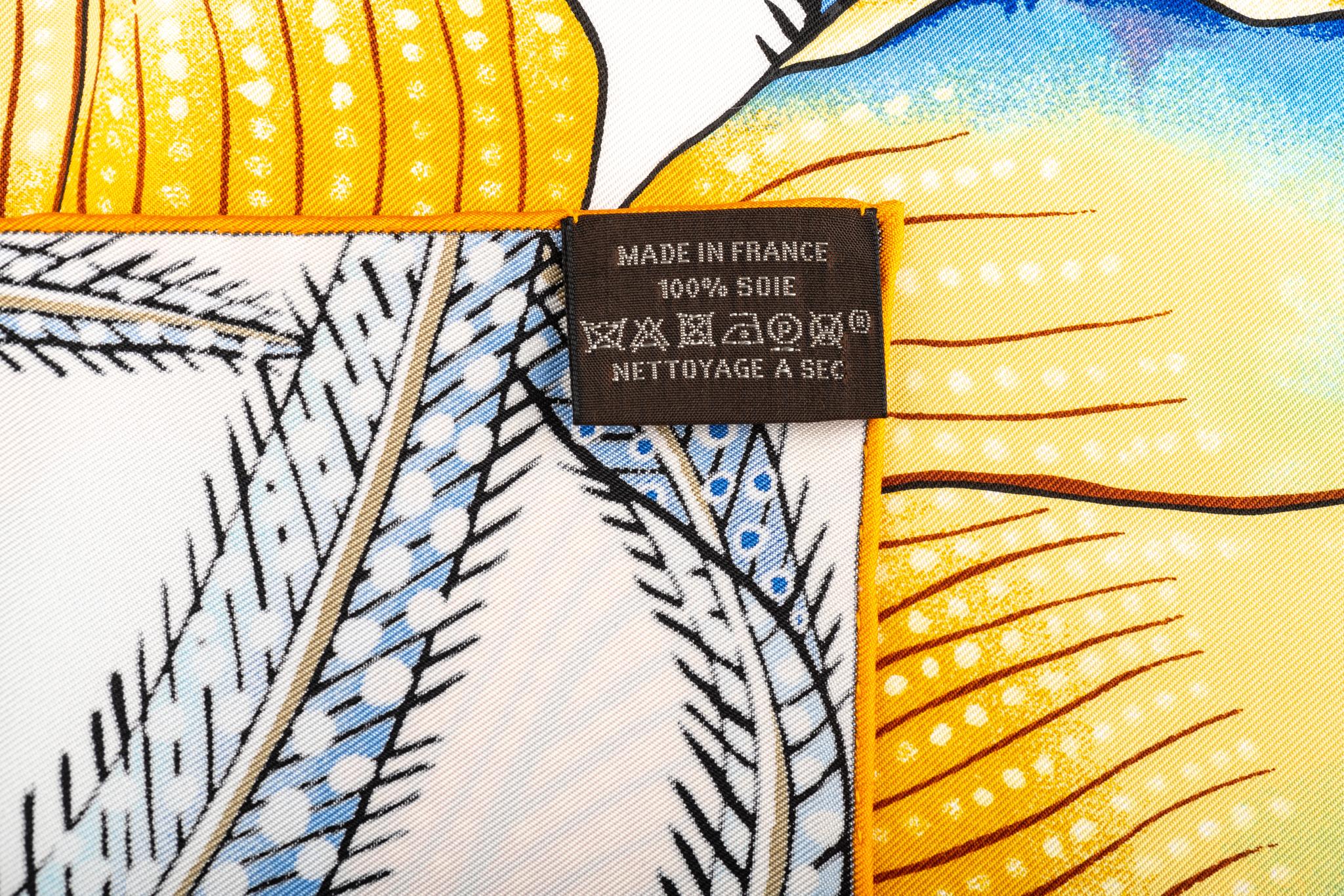 New Hermès Blue Jaguar Silk Gavroche Scarf 4