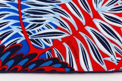 New Hermès Blue Red Giraffes Silk Scarf