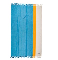 NEW! Hermes Blue Yellow Ivory Stripe Beach Fringe Blanket Throw in Box