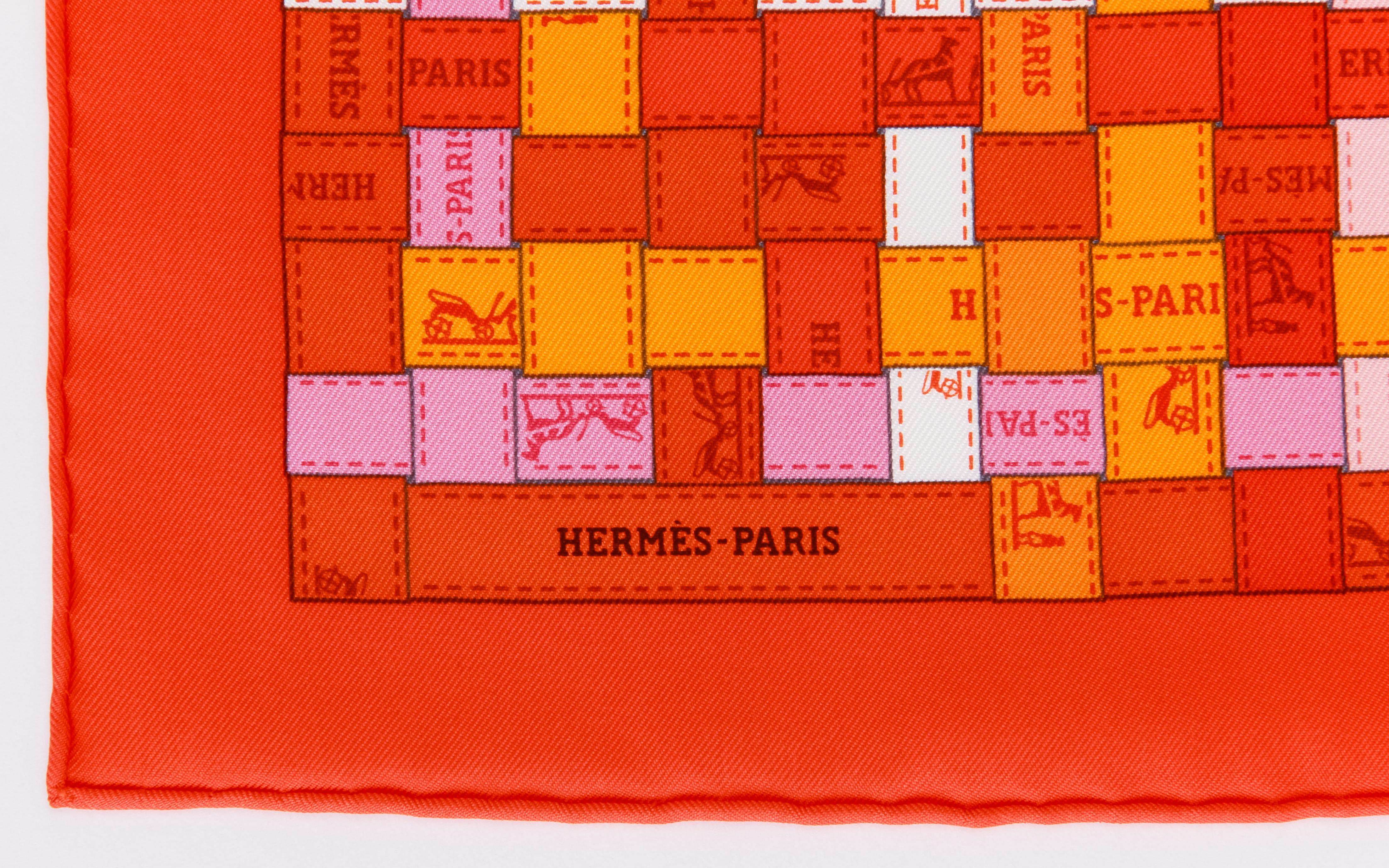 New Hermes Bolduc Orange Silk Scarf In New Condition In West Hollywood, CA