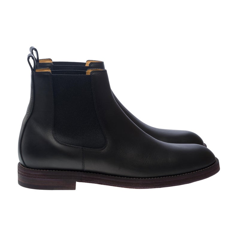 New - Hermès boots for men in black calf leather, Size 44 at  display picture 2