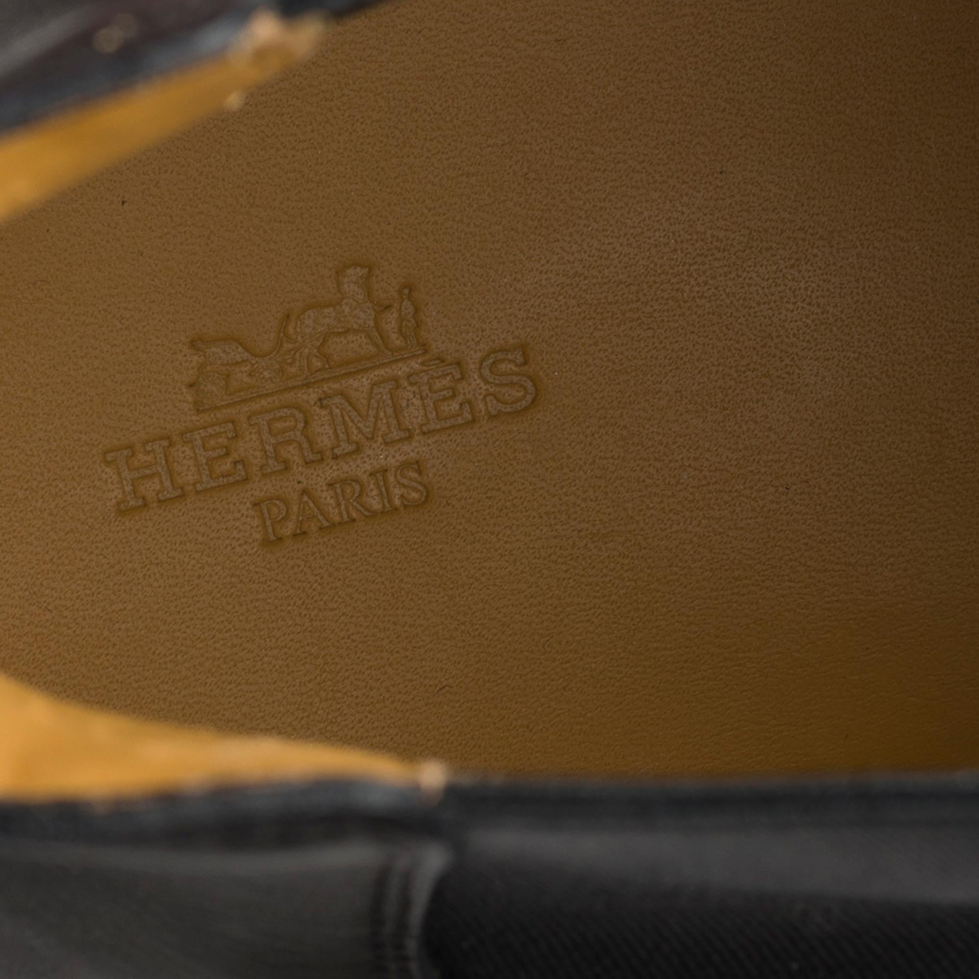Neu - Hermès Stiefel für Herren aus schwarzem Kalbsleder, Größe 44 im Angebot 4