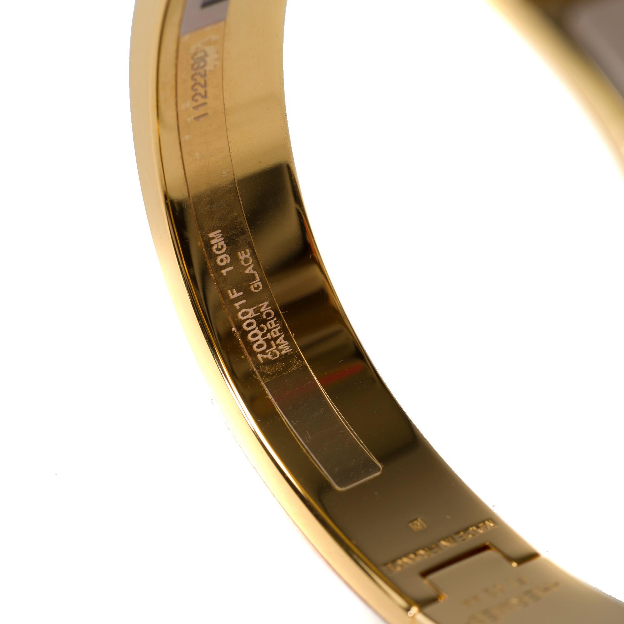 New Hermès bracelet Clic H in yellow gold metal and etoupe enamel 5