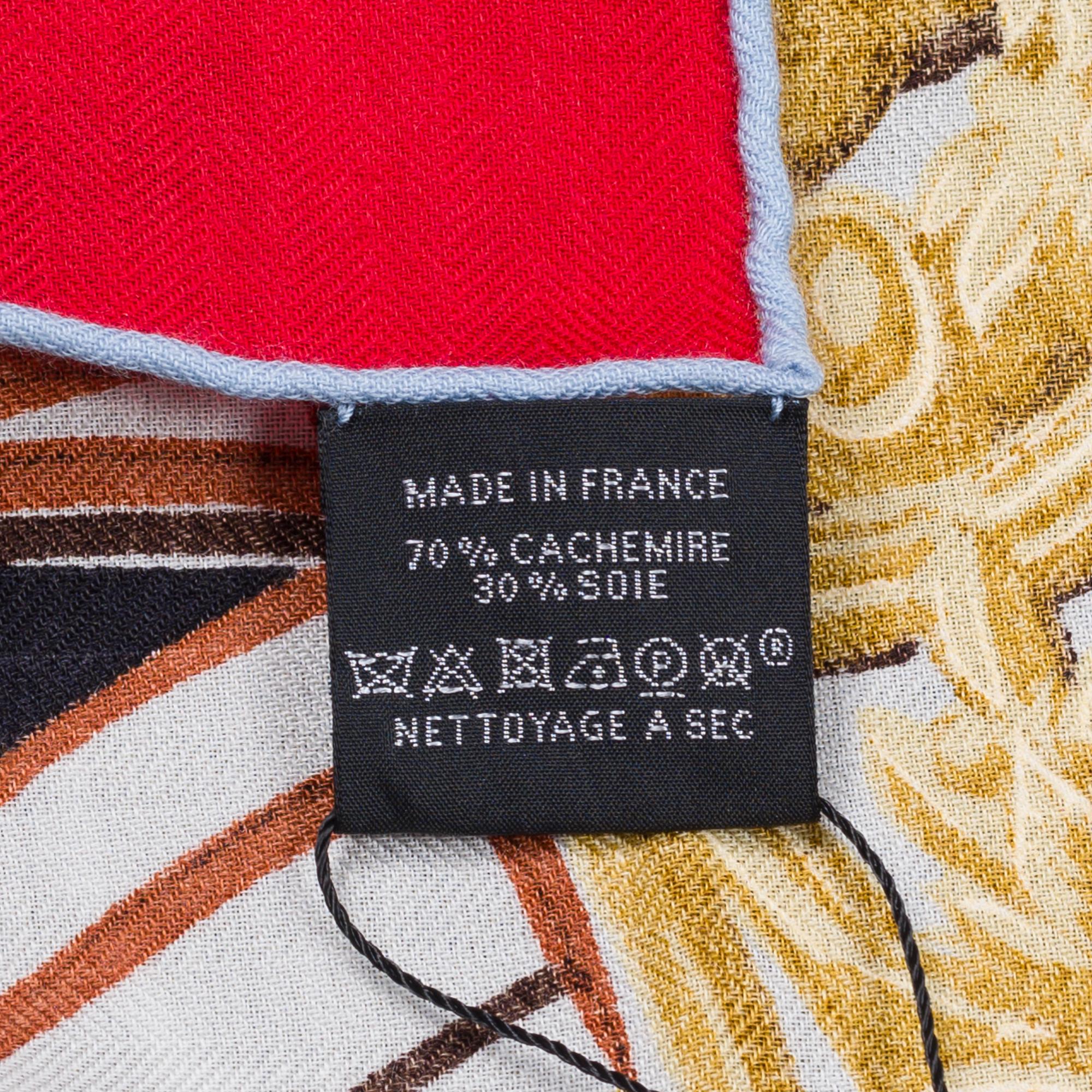 Women's New Hermès “Brides de Gala” 140 scarf in Multicolor Cashmere and Silk For Sale