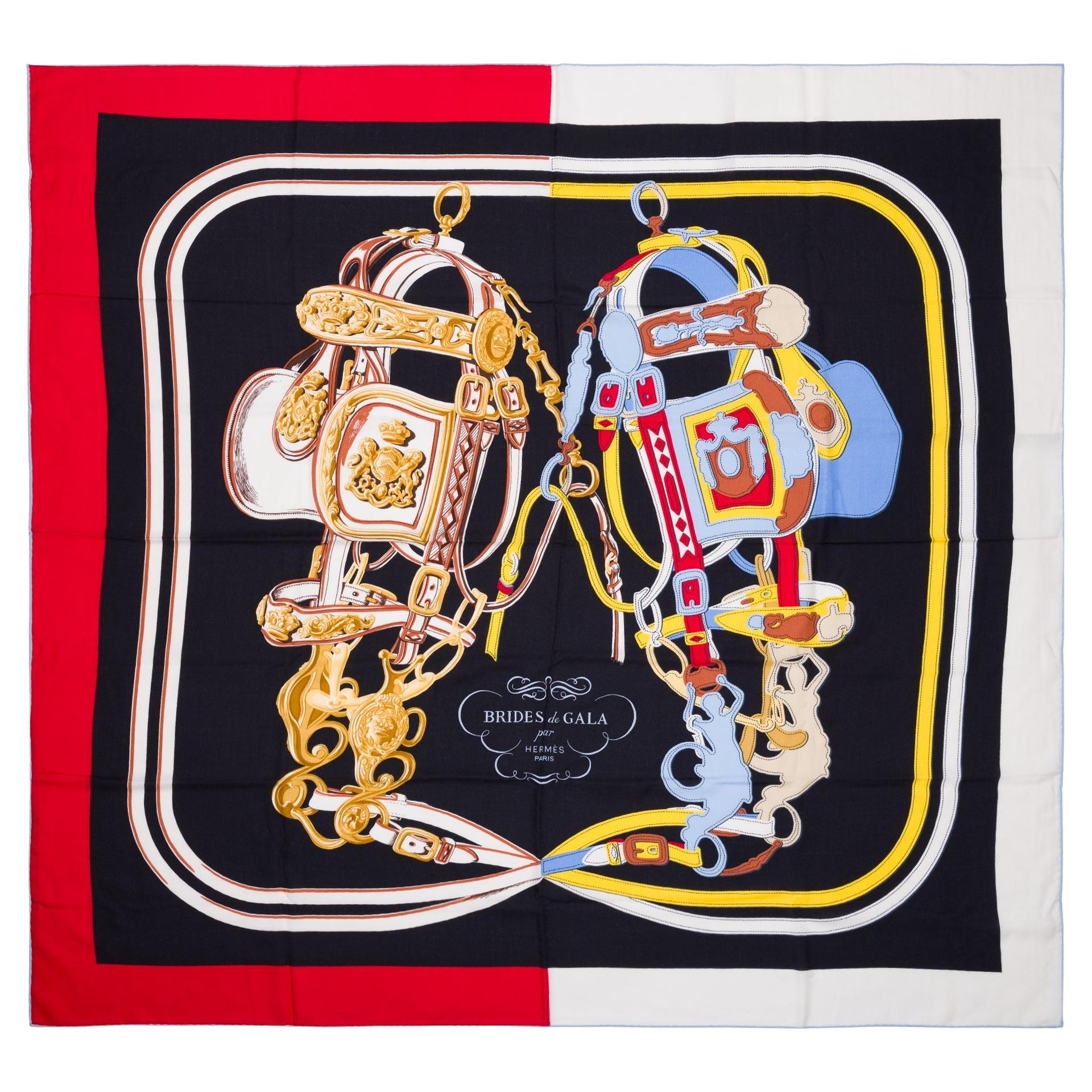 New Hermès “Brides de Gala” 140 scarf in Multicolor Cashmere and Silk For Sale