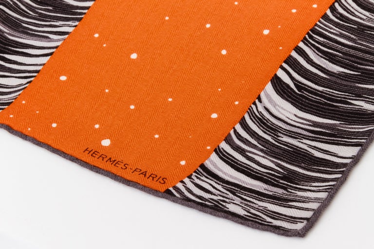 Women's New Hermes Cashmere Orange Wolf Scarf For Sale