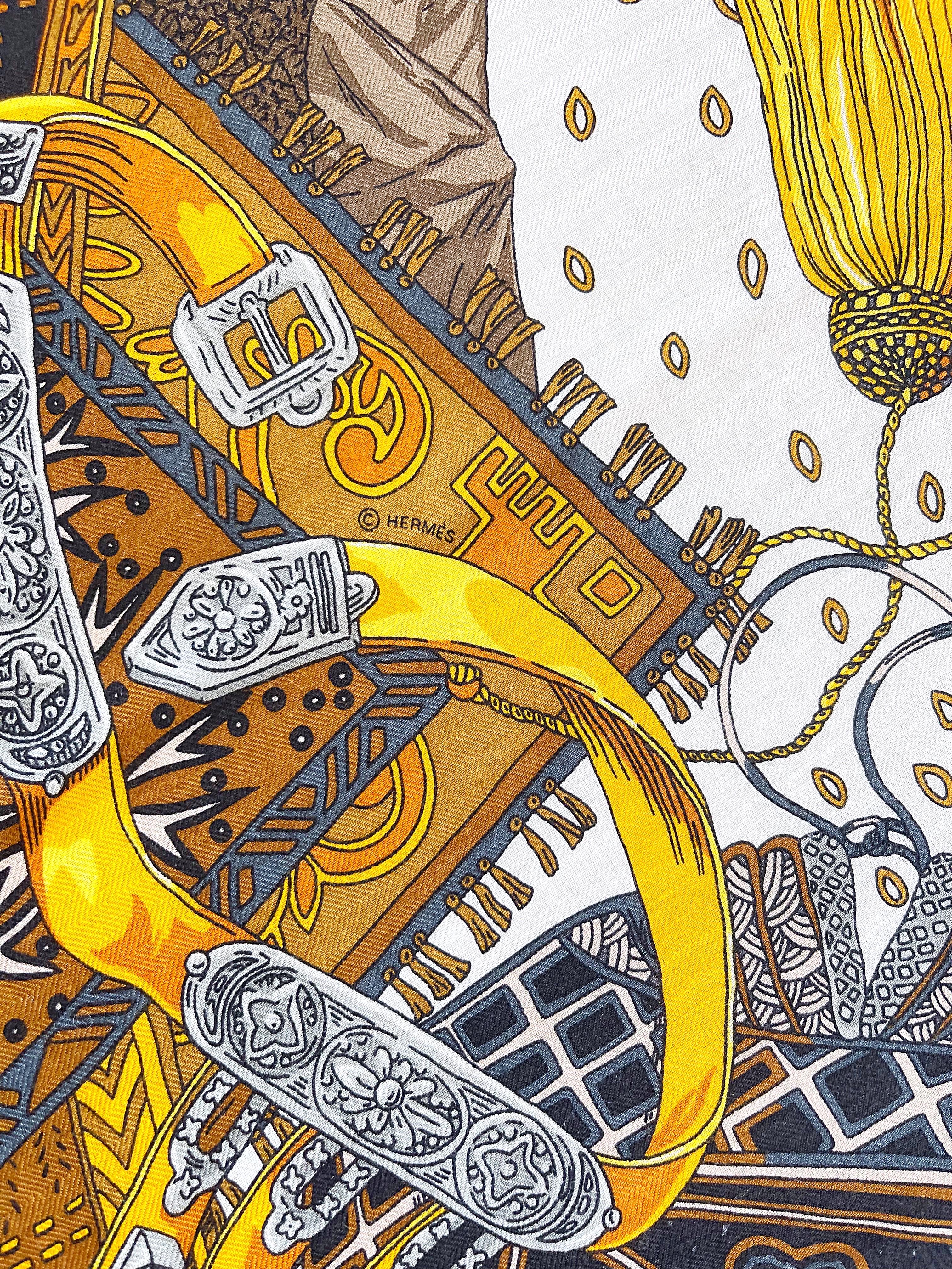 New Hermes Cavaliers du Caucase Huge 140cm Cashmere and Silk Shawl Scarf Throw For Sale 8