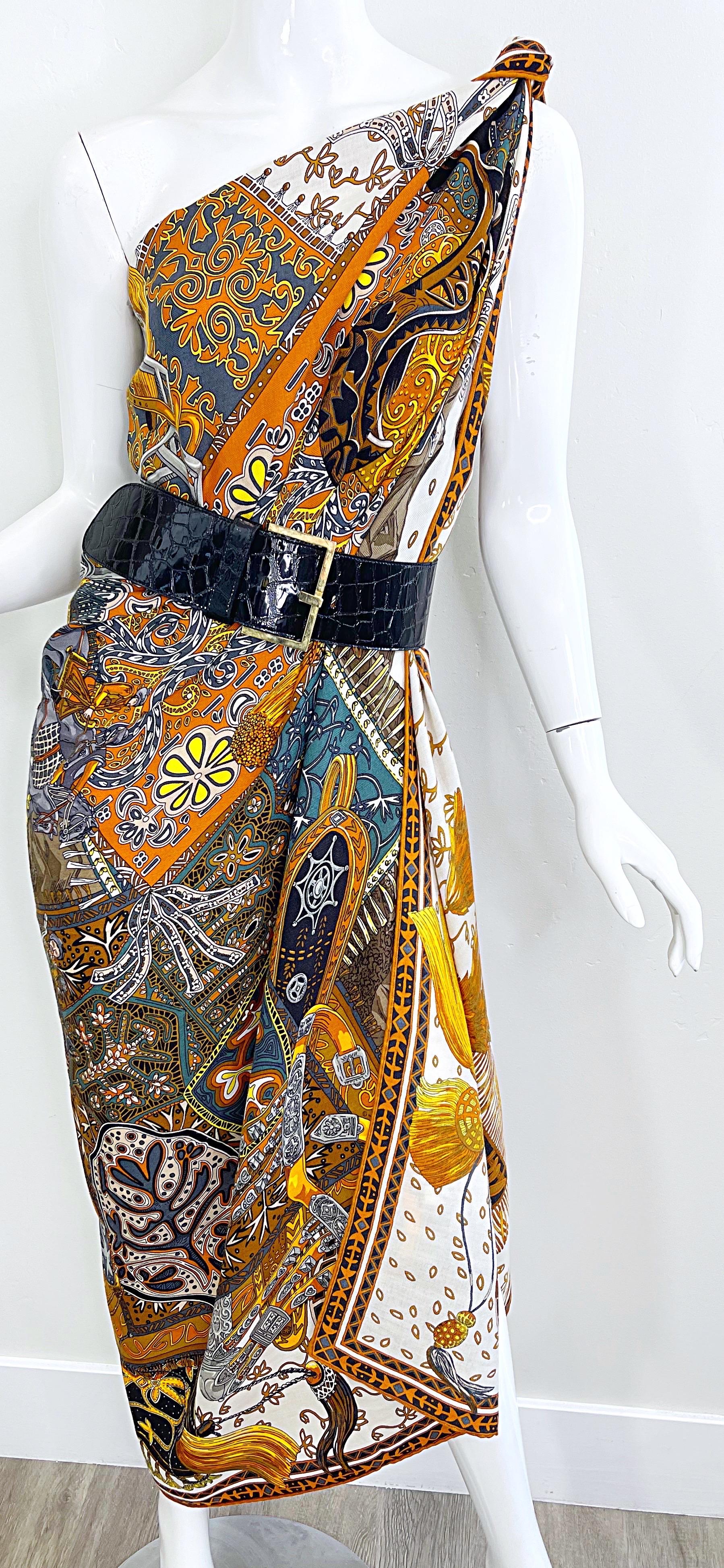 New Hermes Cavaliers du Caucase Huge 140cm Cashmere and Silk Shawl Scarf Throw For Sale 10