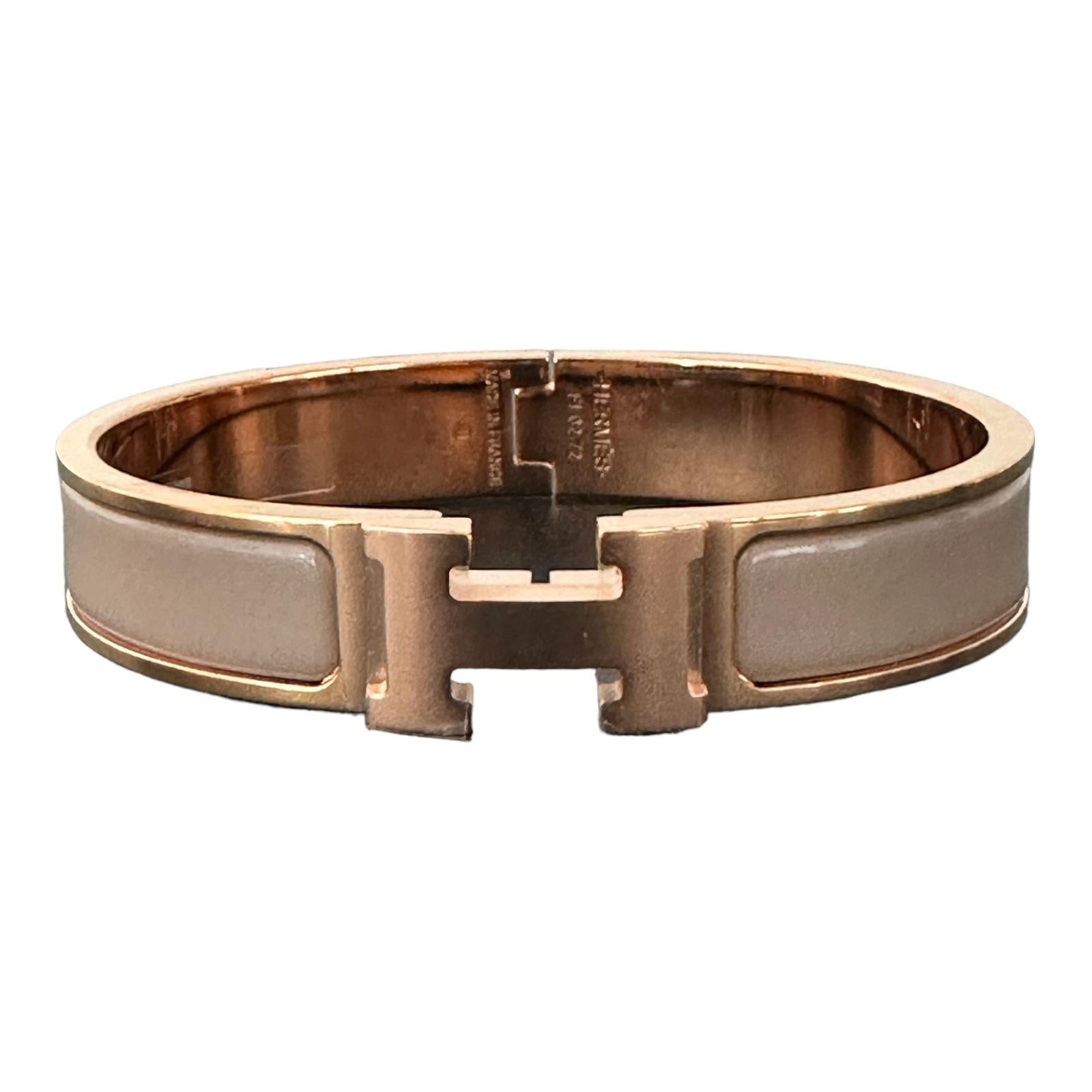 Women's or Men's New Hermes Clic Clac Bracelet Marron Glace Rose Gold Hardware GM For Sale