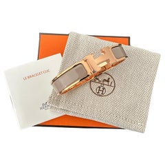 Used New Hermes Clic Clac Bracelet Marron Glace Rose Gold Hardware GM