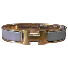 New Hermes Clic Clac H Bracelet Marron Glace Yellow Gold Hardware GM