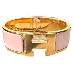 Neu Hermes Clic Clac H Armband Rose Cendeur GM Gelbgold Hardware 