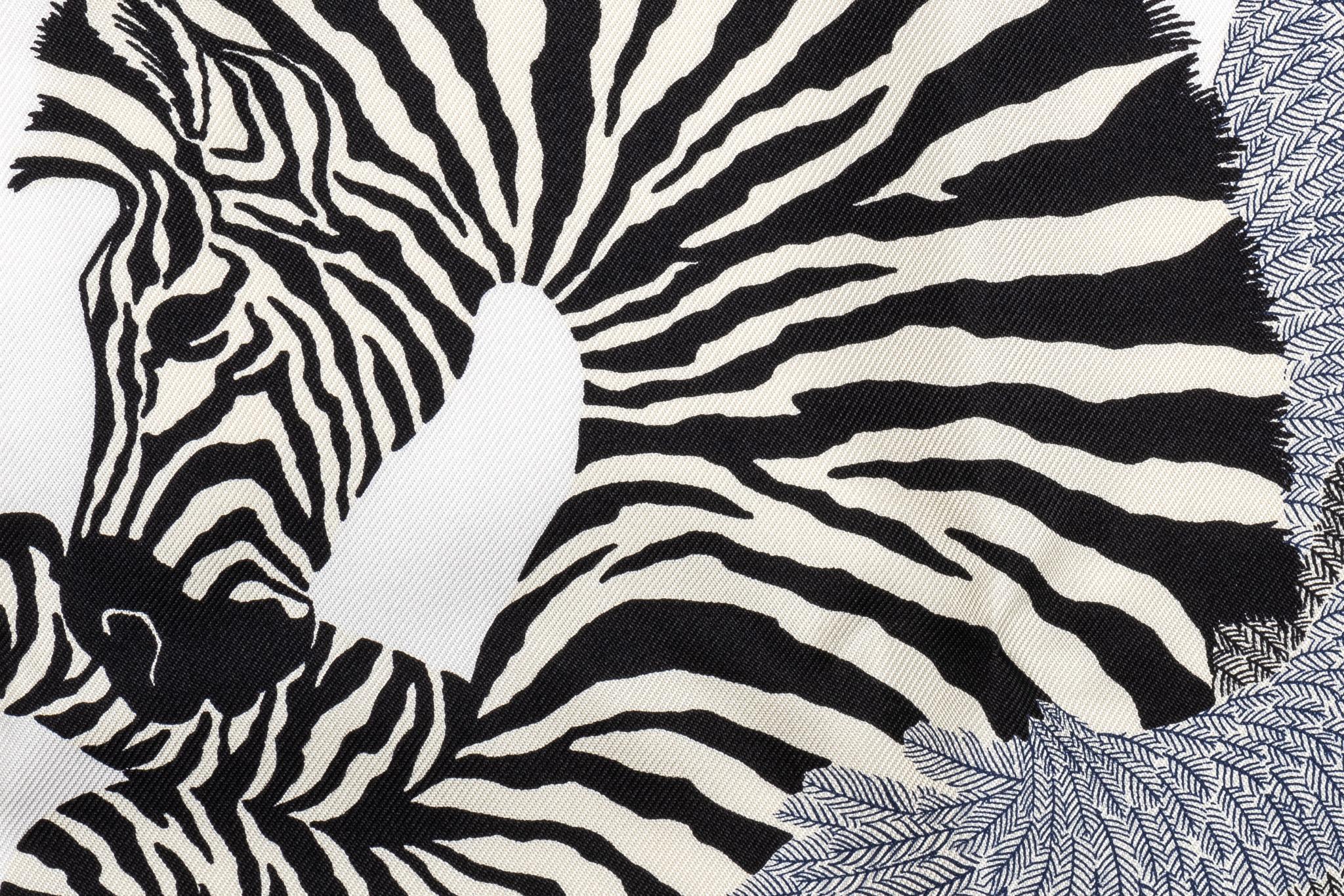 Women's New Hermes Collectible Black and White Zebra Pochette Scarf
