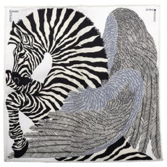 New Hermes Collectible Black and White Zebra Pochette Scarf