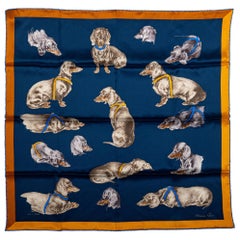 New Hermes Collectible Dachsund Scarf in Box