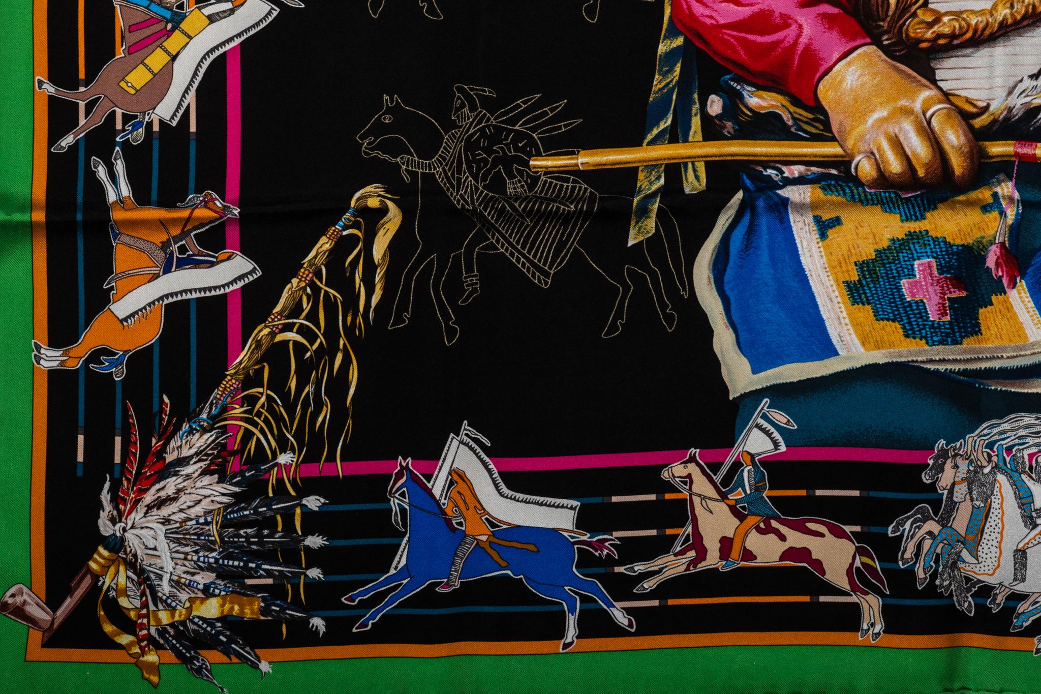 new Hermes Collectible Pawnee Pani La Shar Black Scarf In New Condition For Sale In West Hollywood, CA