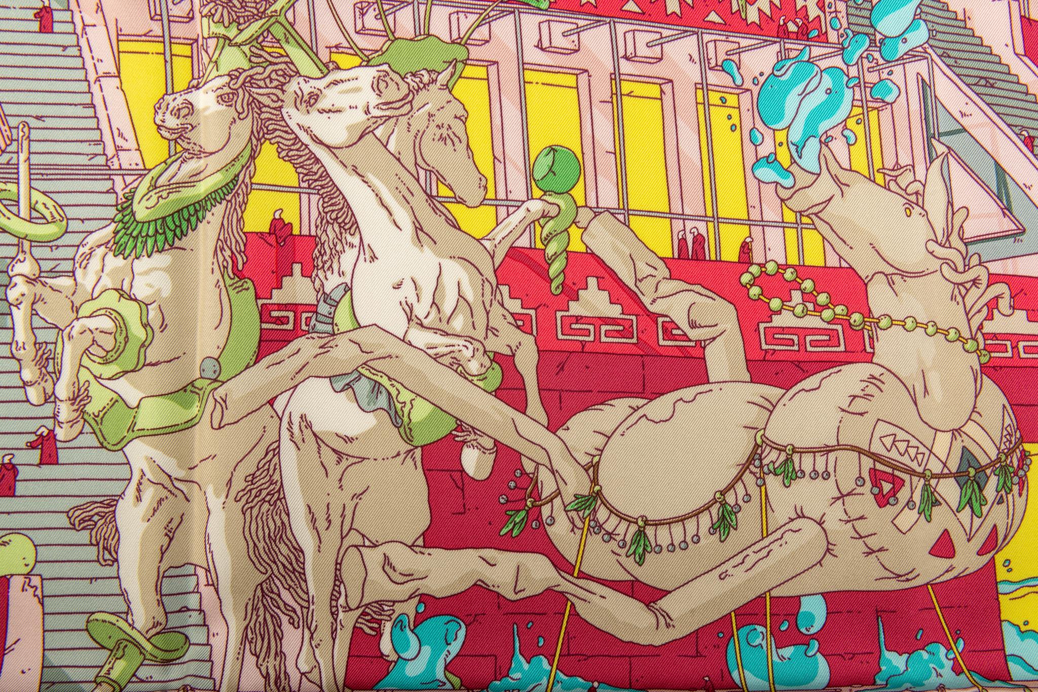 New Hermes Collectible Ugo Gattoni Silk Scarf in Box In New Condition In West Hollywood, CA