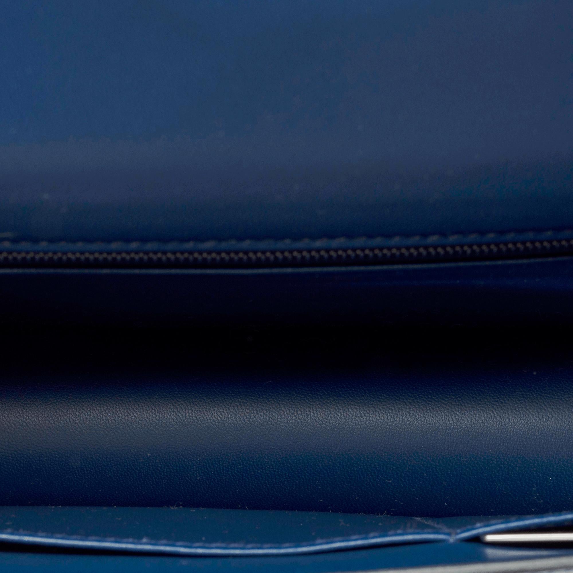 New Hermès Constance 23 shoulder bag in sapphire blue box calf leather , PHW For Sale 5