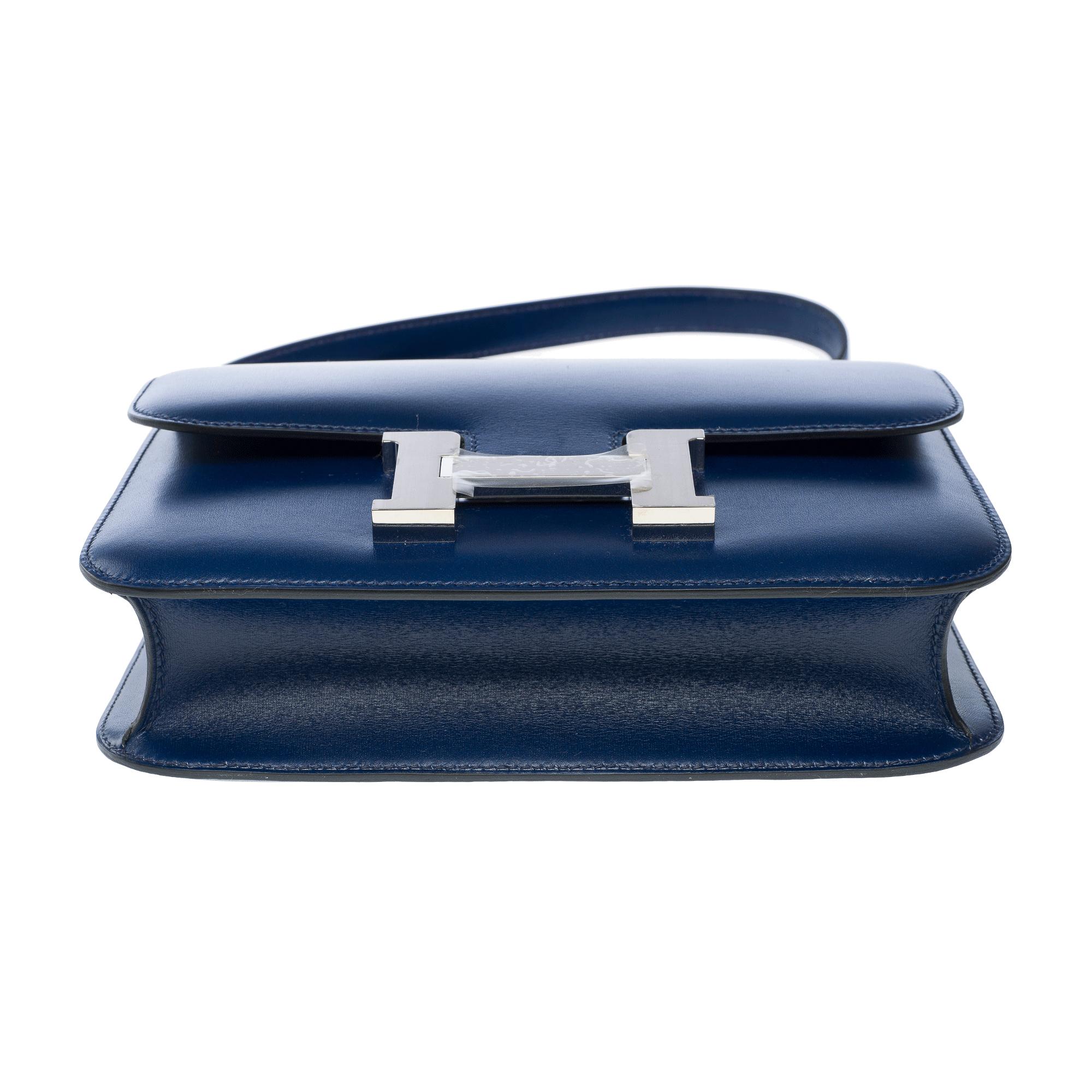 New Hermès Constance 23 shoulder bag in sapphire blue box calf leather , PHW For Sale 7