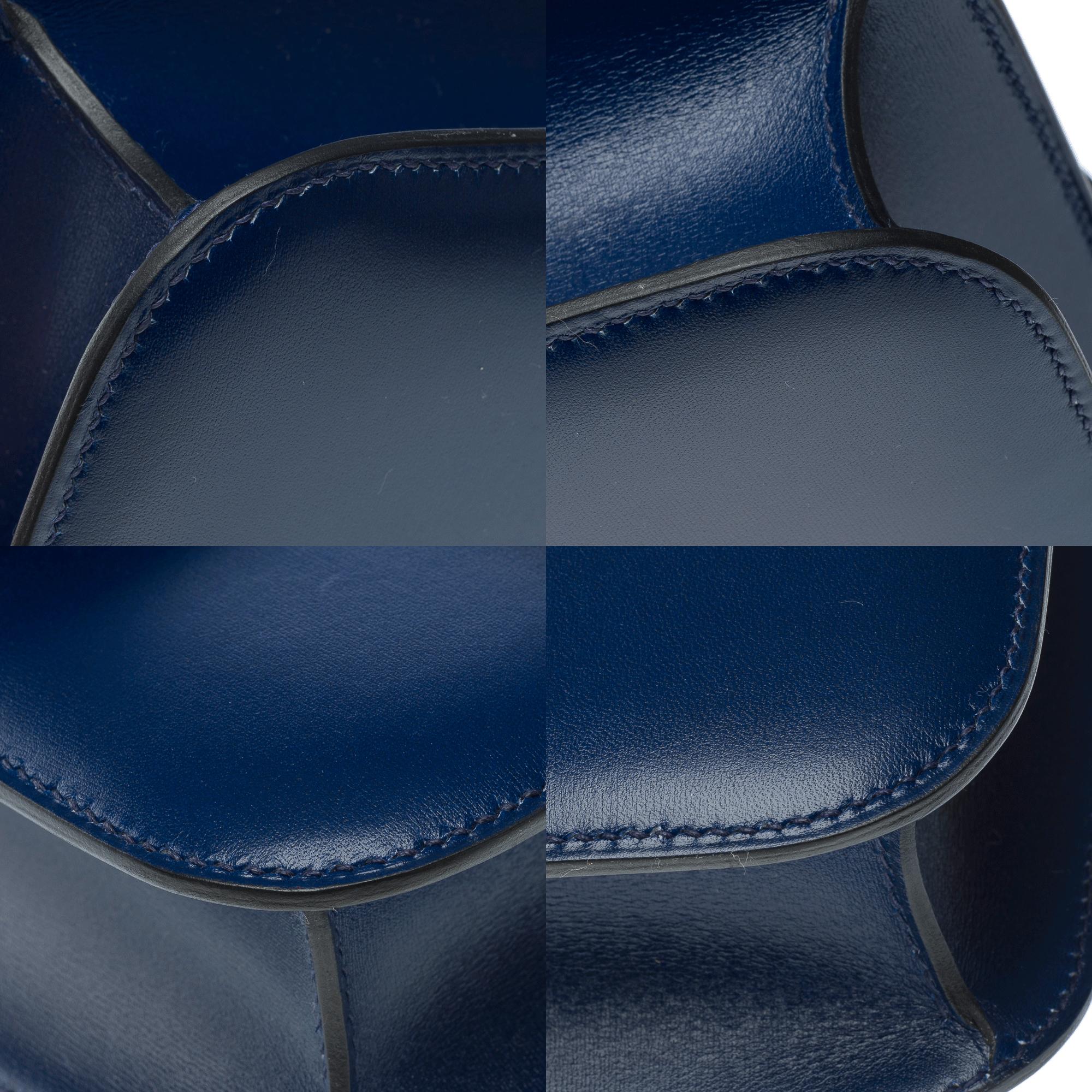 New Hermès Constance 23 shoulder bag in sapphire blue box calf leather , PHW For Sale 8