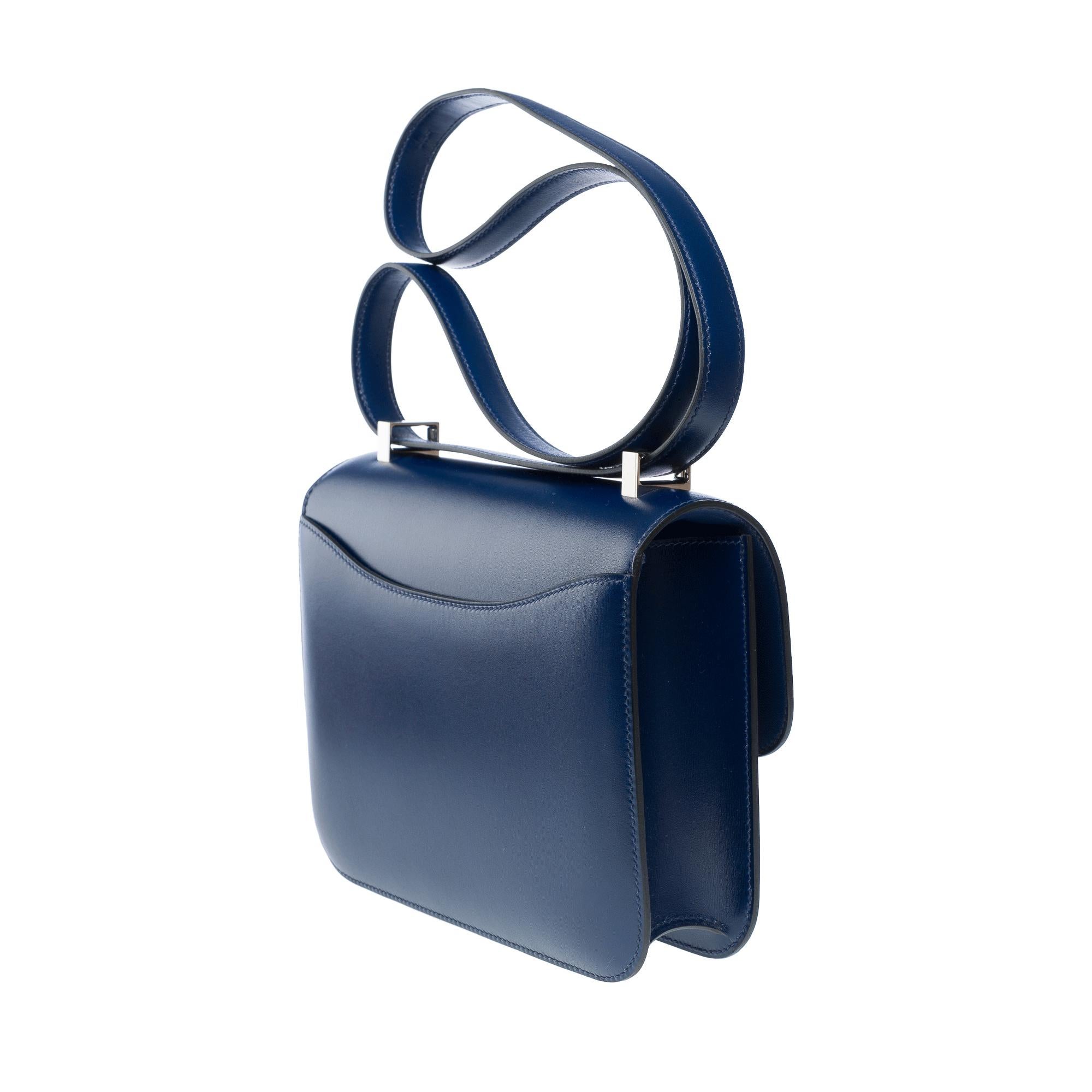 New Hermès Constance 23 shoulder bag in sapphire blue box calf leather , PHW For Sale 1