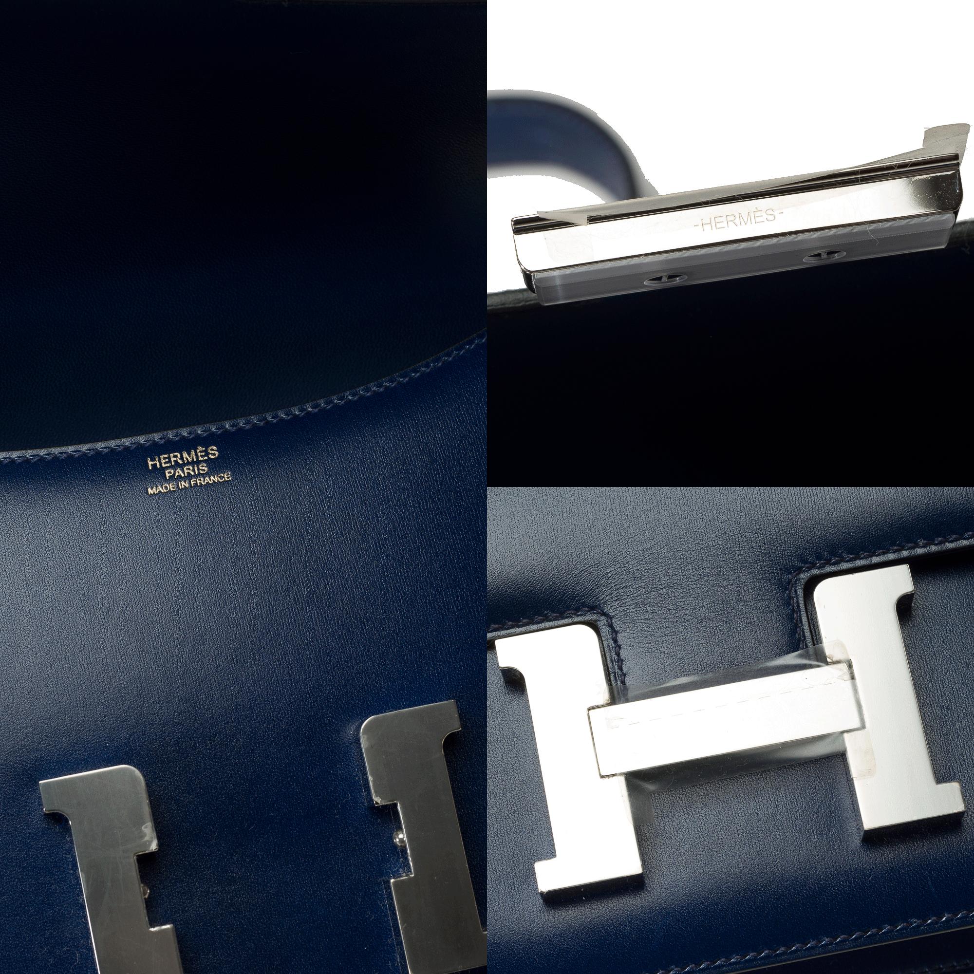 New Hermès Constance 23 shoulder bag in sapphire blue box calf leather , PHW For Sale 2