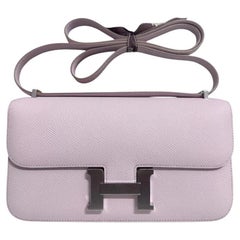 New Hermes Constance Elan Mauve Pale Epsom Leather Palladium Shoulder Bag, 2025