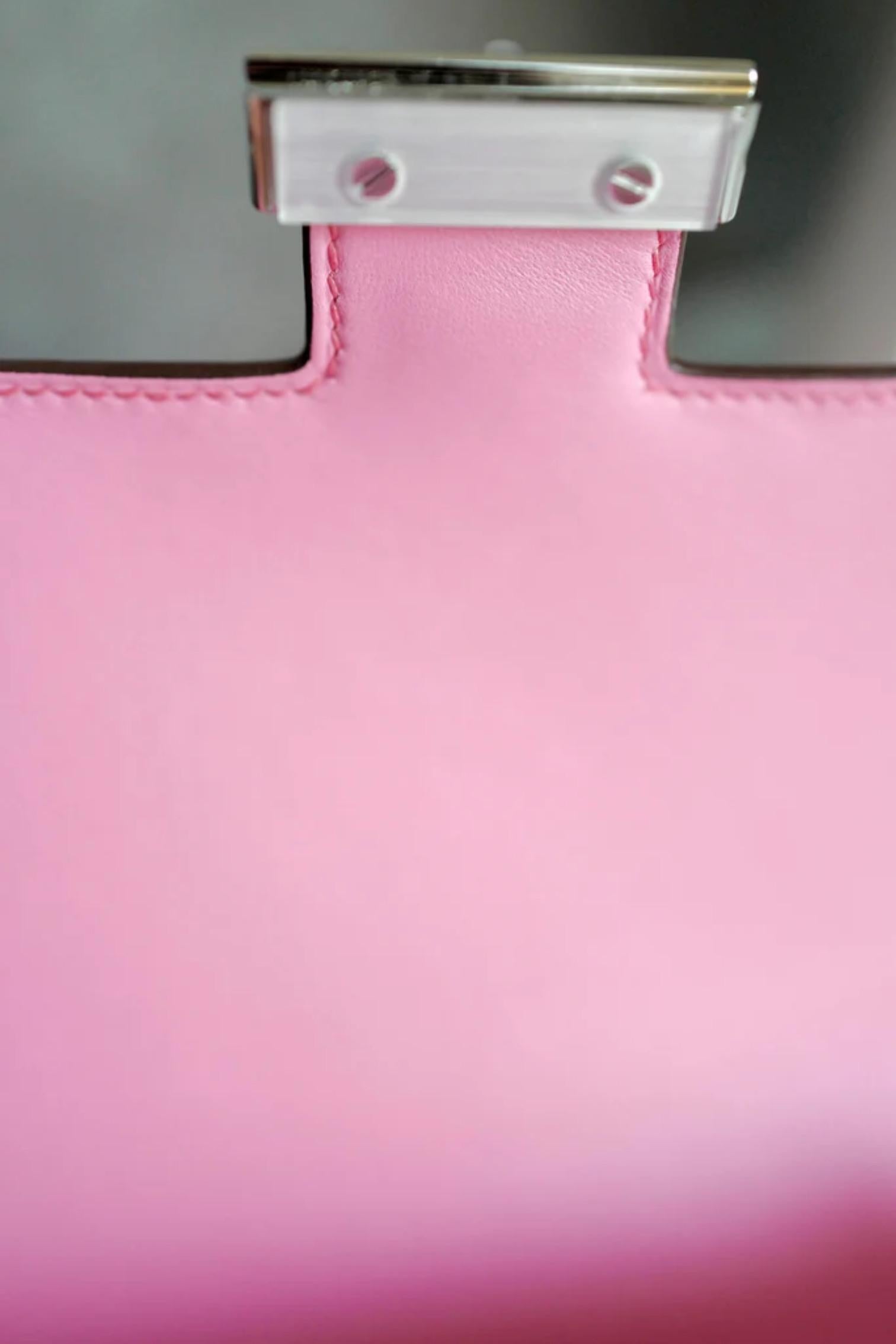 NEW Hermes Constance III Mini Mirror Ostrich Rose Bubblegum Pink W en vente 9