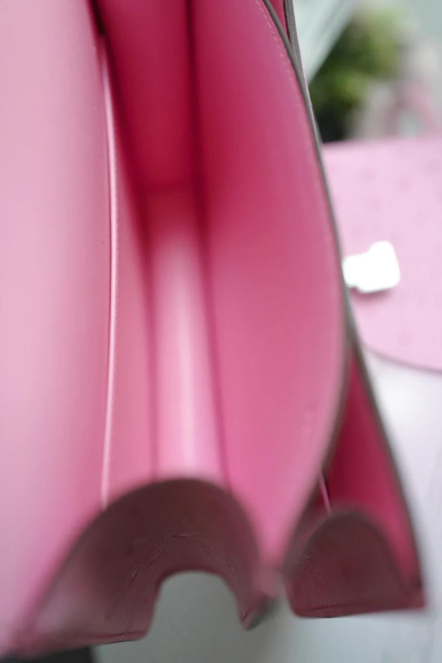 NEW Hermes Constance III Mini Mirror Ostrich Rose Bubblegum Pink W en vente 5