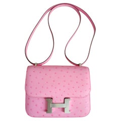 NEW Hermes Constance III Mini Mirror Ostrich Rose Bubblegum Pink W NEW Hermes Constance III Mini Mirror Ostrich Rose Bubblegum Pink W