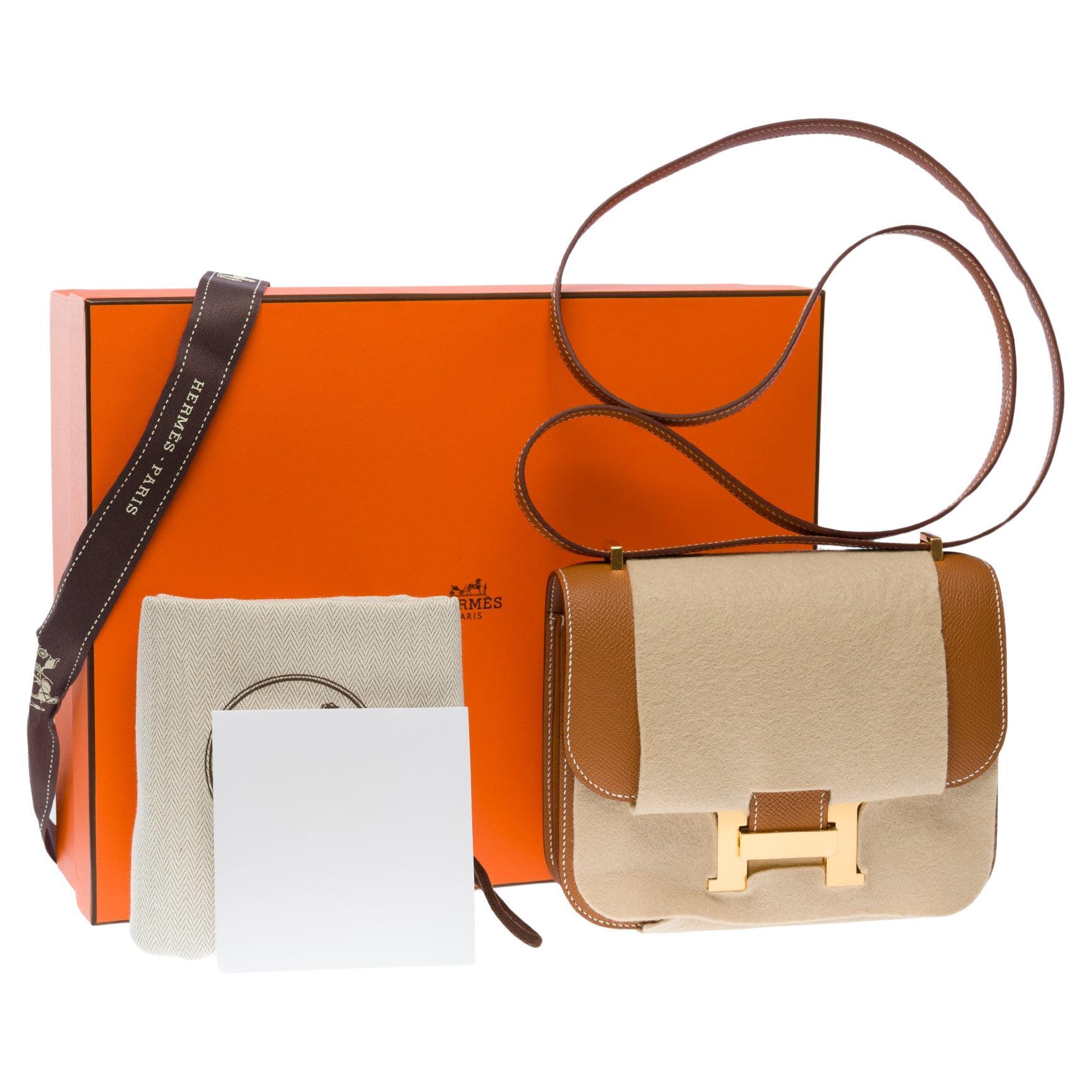 New Hermès Constance Mini 18 Mirror shoulder bag in Gold Epsom calf leather, GHW For Sale